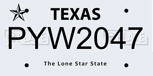 PYW2047 Texas License Plate
