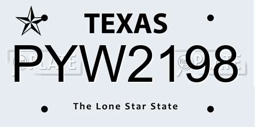 PYW2198 Texas License Plate