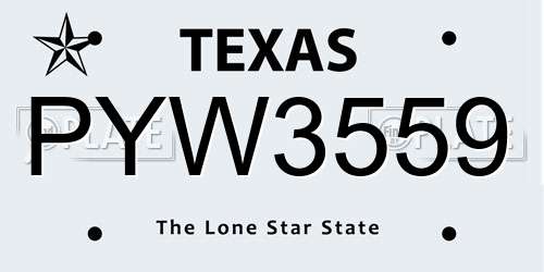 PYW3559 Texas License Plate