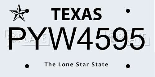 PYW4595 Texas License Plate