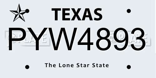 PYW4893 Texas License Plate