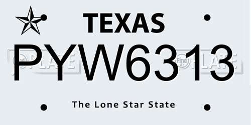PYW6313 Texas License Plate