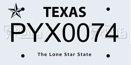 PYX0074 Texas License Plate