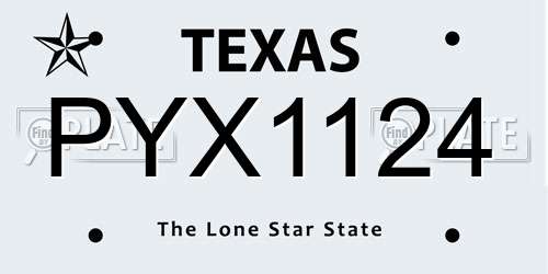 PYX1124 Texas License Plate