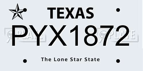 PYX1872 Texas License Plate
