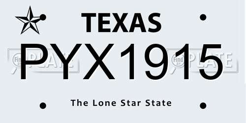 PYX1915 Texas License Plate