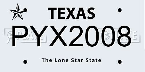 PYX2008 Texas License Plate