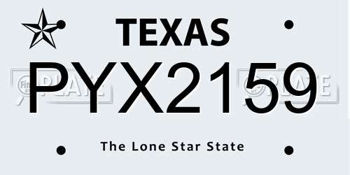 PYX2159 Texas License Plate