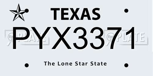 PYX3371 Texas License Plate