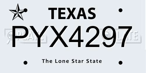 PYX4297 Texas License Plate