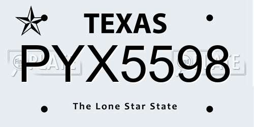 PYX5598 Texas License Plate