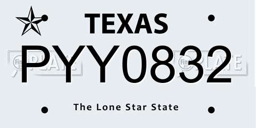 PYY0832 Texas License Plate