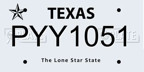 PYY1051 Texas License Plate