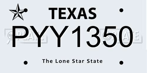 PYY1350 Texas License Plate