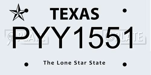 PYY1551 Texas License Plate