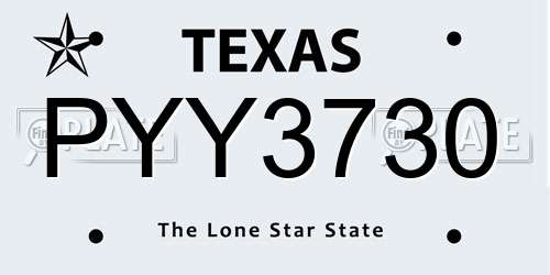 PYY3730 Texas License Plate
