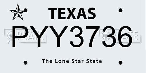 PYY3736 Texas License Plate