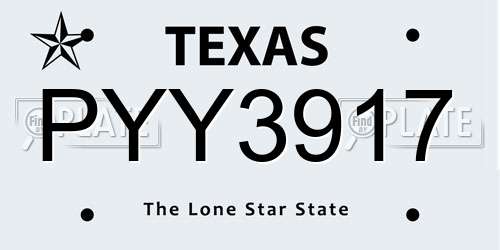 PYY3917 Texas License Plate