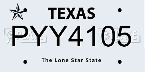 PYY4105 Texas License Plate