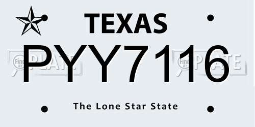 PYY7116 Texas License Plate