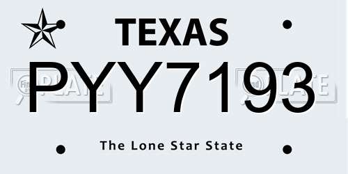PYY7193 Texas License Plate