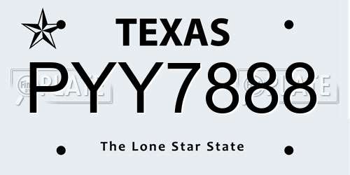PYY7888 Texas License Plate