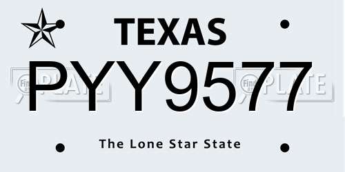 PYY9577 Texas License Plate