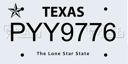 PYY9776 Texas License Plate