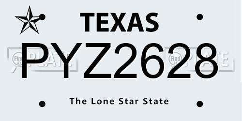 PYZ2628 Texas License Plate
