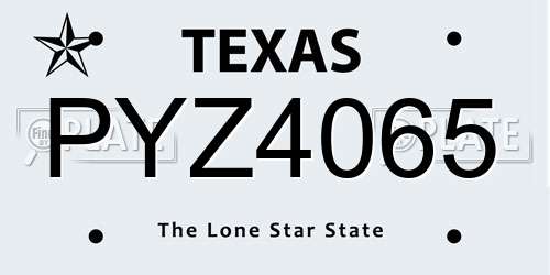 PYZ4065 Texas License Plate