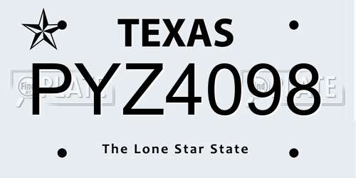 PYZ4098 Texas License Plate