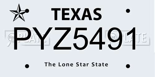 PYZ5491 Texas License Plate