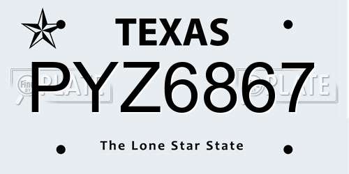 PYZ6867 Texas License Plate