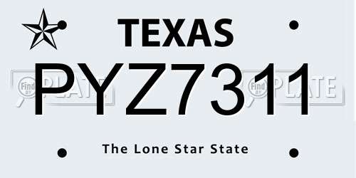 PYZ7311 Texas License Plate