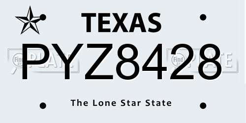 PYZ8428 Texas License Plate