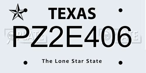 PZ2E406 Texas License Plate