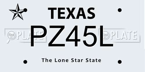 PZ45L Texas License Plate