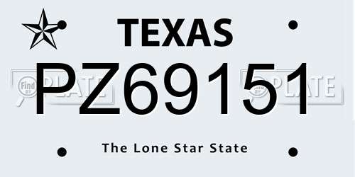 PZ69151 Texas License Plate