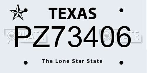PZ73406 Texas License Plate