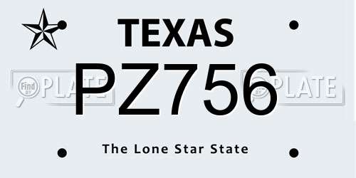PZ756 Texas License Plate