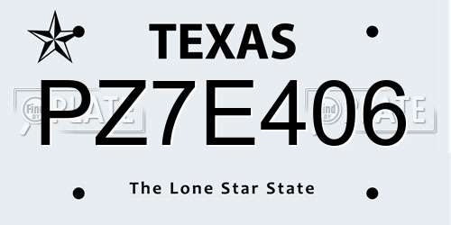 PZ7E406 Texas License Plate