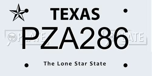 PZA286 Texas License Plate