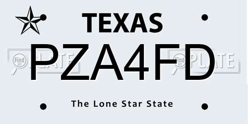 PZA4FD Texas License Plate