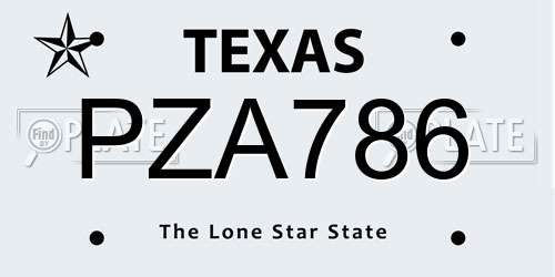 PZA786 Texas License Plate