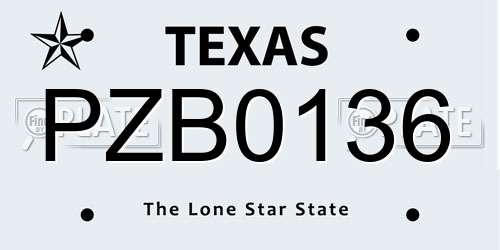PZB0136 Texas License Plate