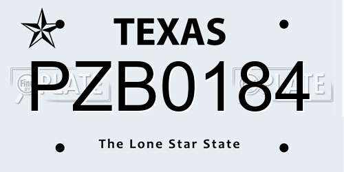 PZB0184 Texas License Plate