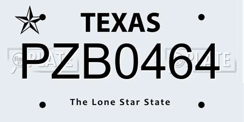PZB0464 Texas License Plate