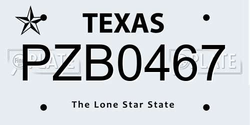 PZB0467 Texas License Plate
