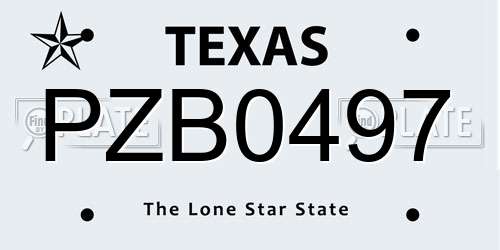 PZB0497 Texas License Plate