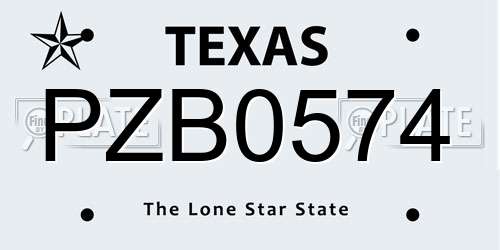 PZB0574 Texas License Plate